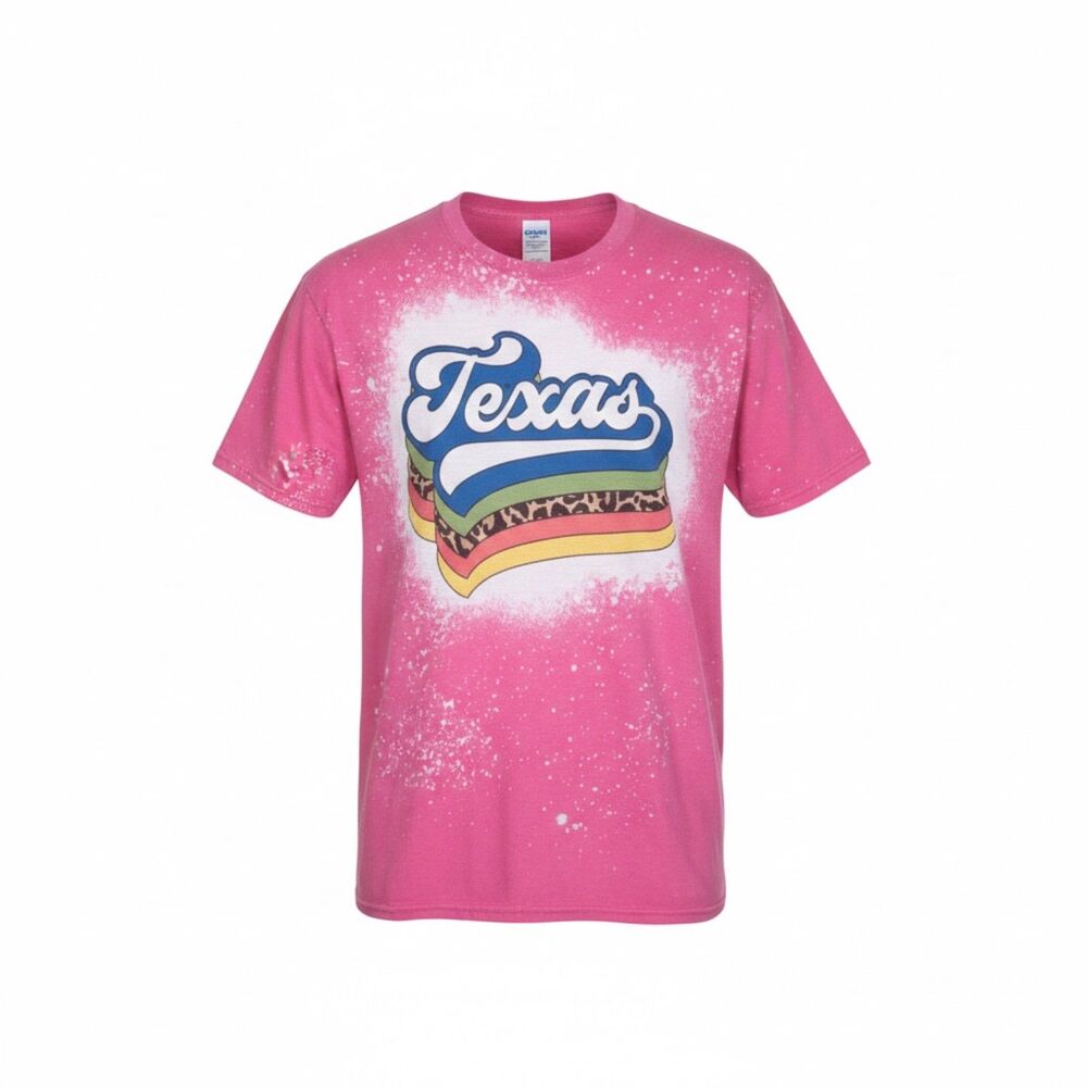 TEXAS STATE BLEACHED PATRIOTIC LONE STAR CASUAL COLORFUL CREWNECK T-SHIRT SZ. XL